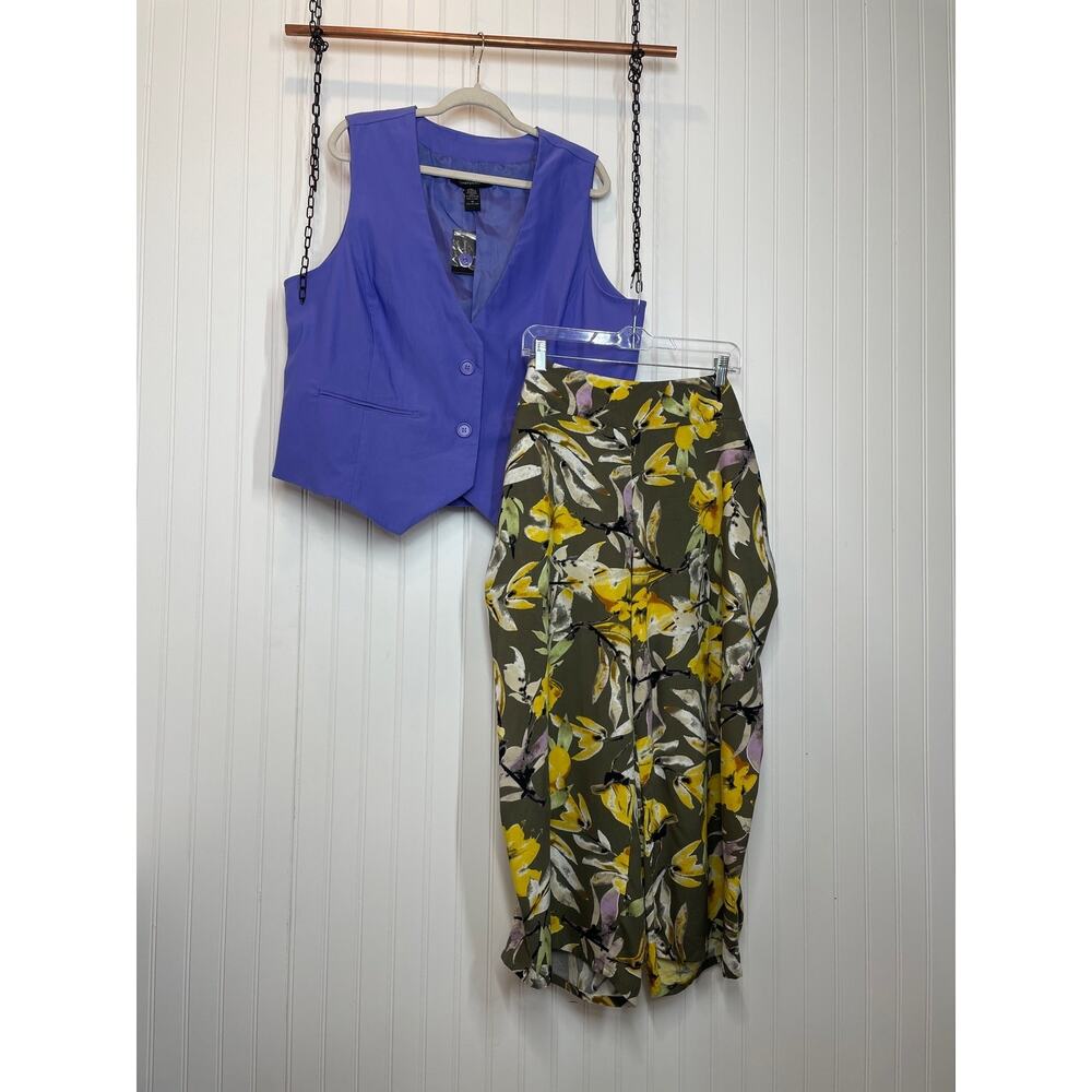 Ashley Stewart & Evri Wide Leg Cropped Pants & Working Vest Bundle Plus Size 18